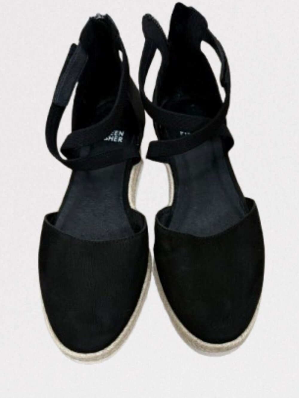 Eileen Fisher Women's Bisa Nubuck Leather Espadrille Flat Sandals Sz 7.5 Black